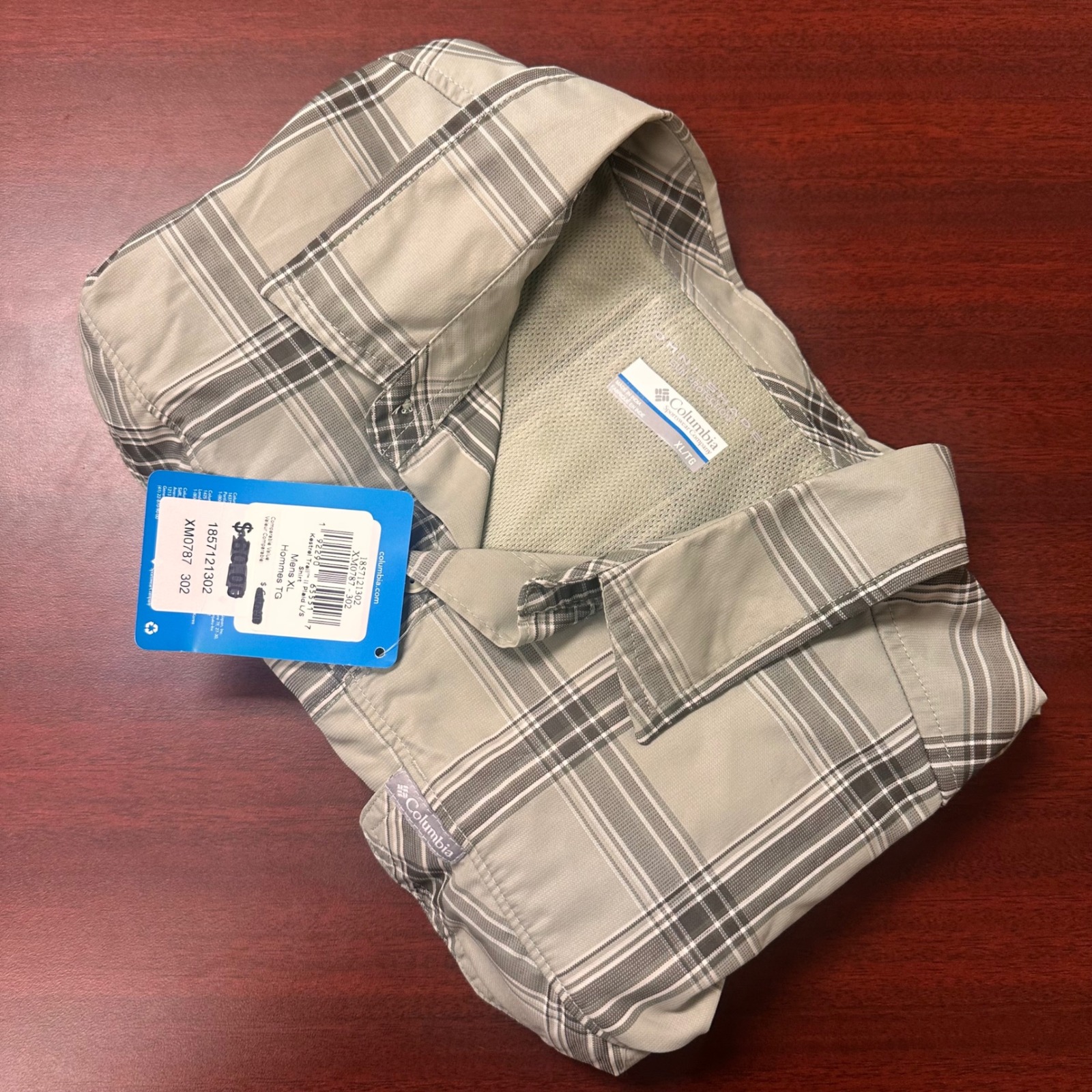 Columbia Omni Shade Kestrel Trail Mens Xl Plaid L S Shirt Sun Protection Nwt $60
